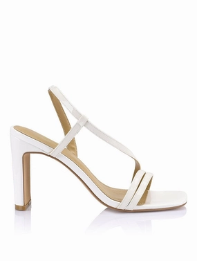 Stretchable Kamino Heeled Sandals - Chalk Patent Leather