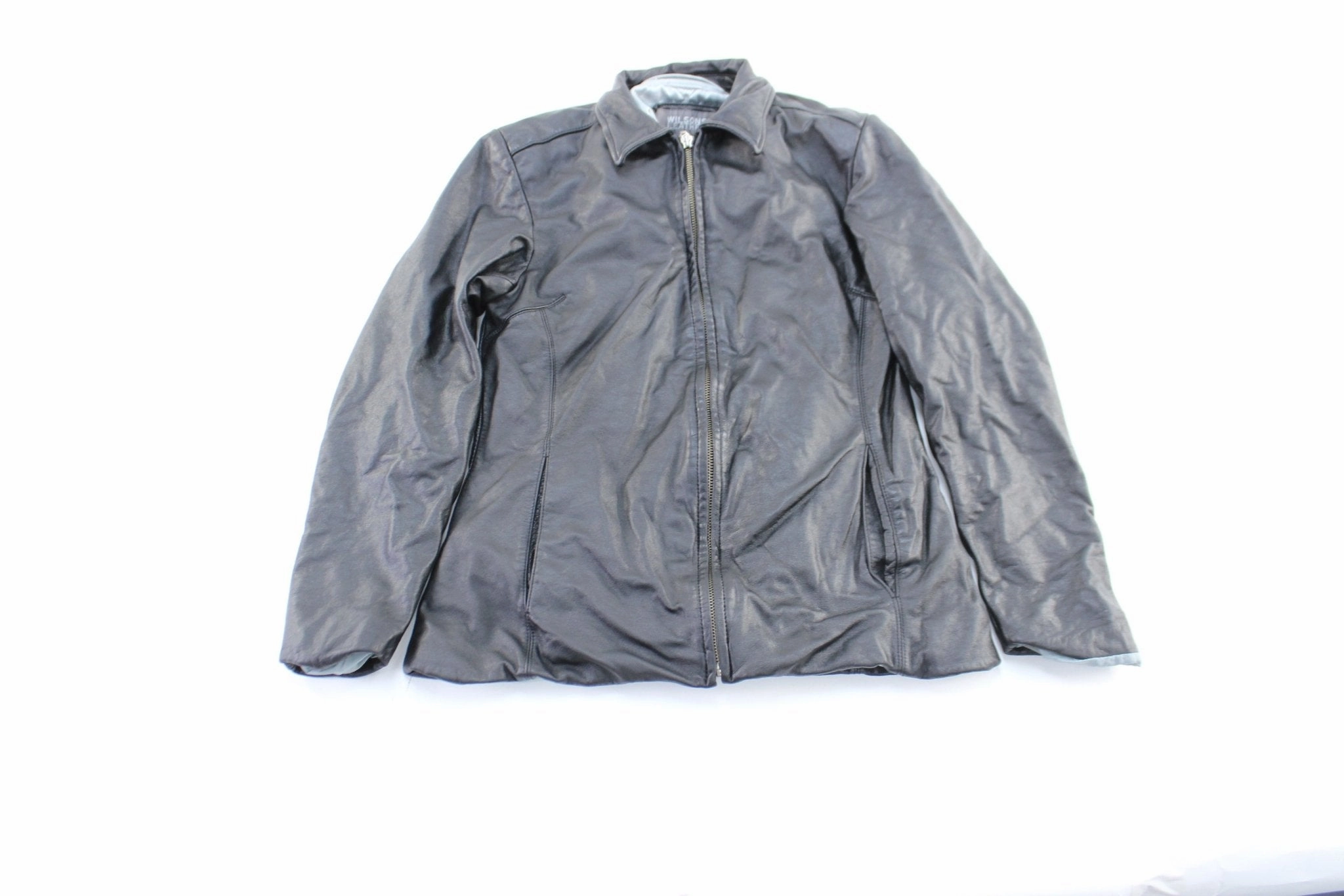 Women's Wilsons Leather Black Zip Up Jacket afternoon exploration