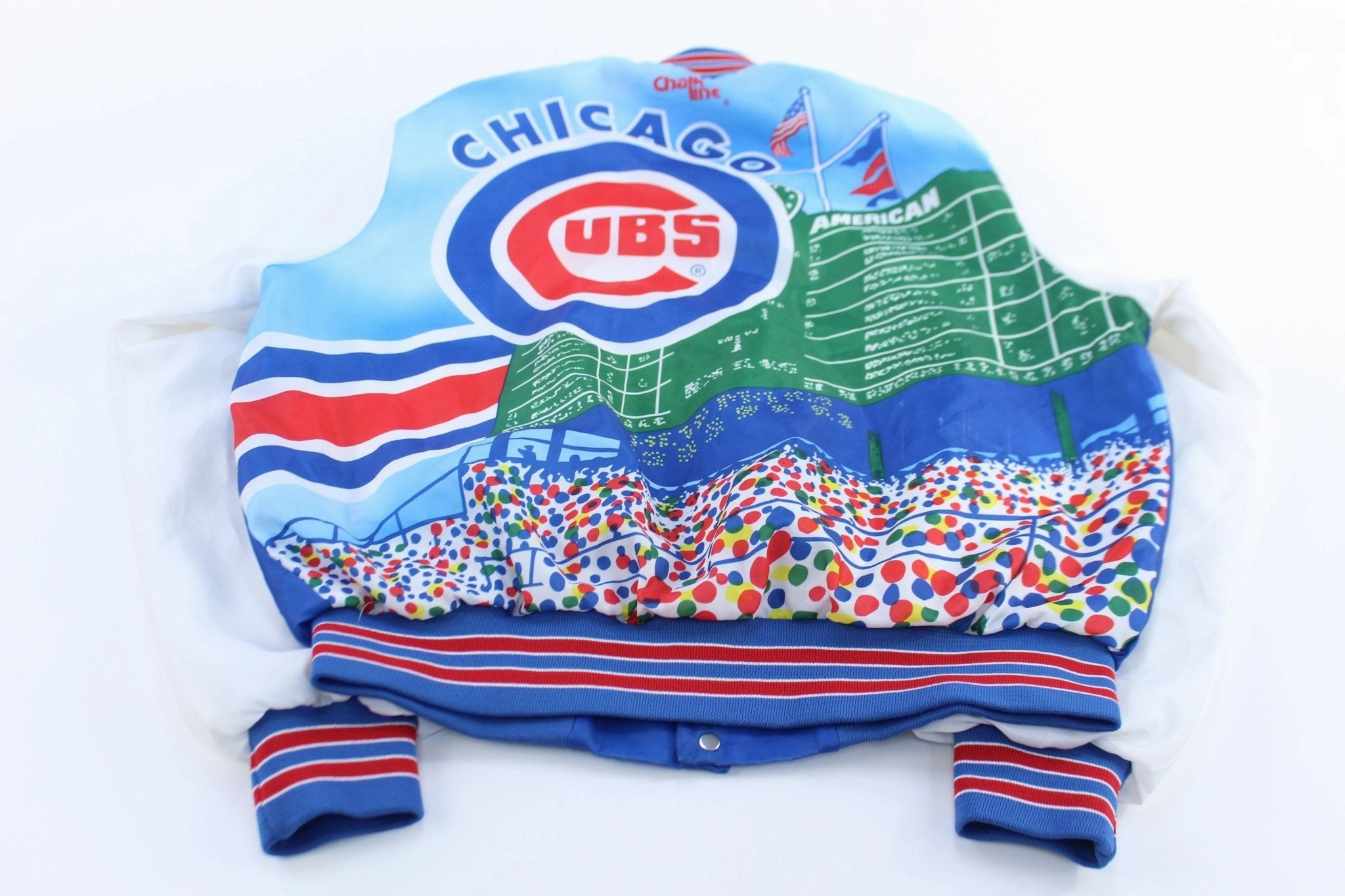 90's Chicago Cubs Baseball Chalk Line Fanimation Jacket Rainy Season Instance