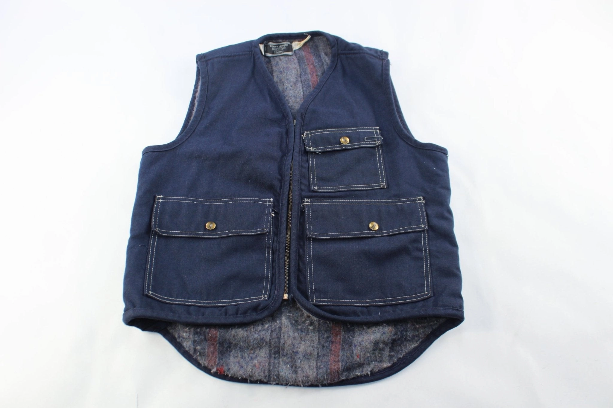 70's Work'N Leisure Sears Denim Vest ReversibleStyle Travel Day