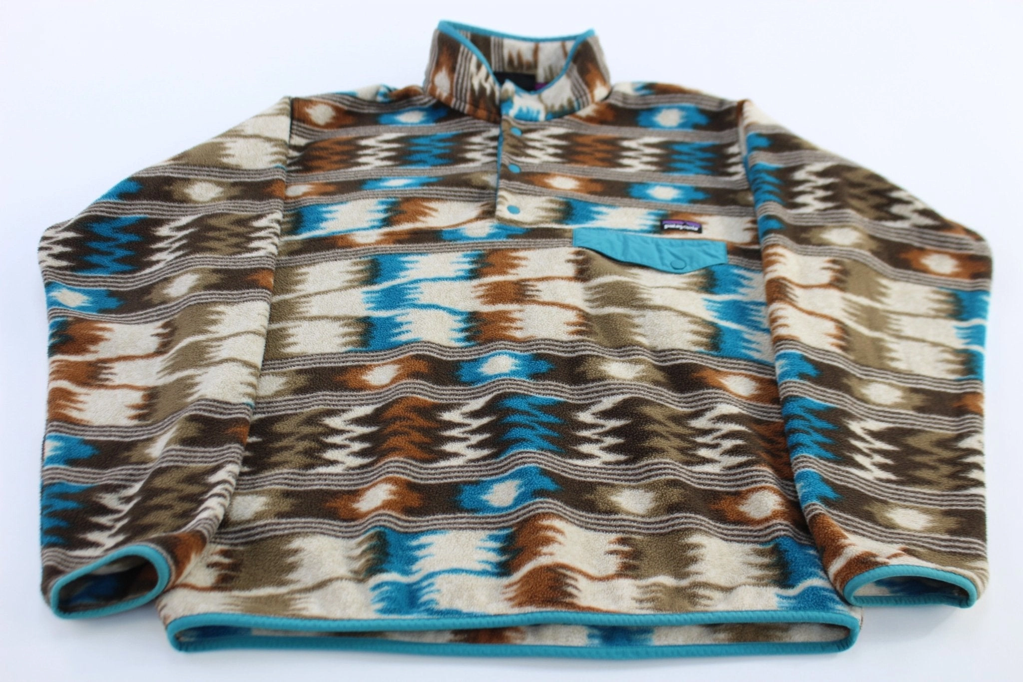 Patagonia Synchilla Logo Patch Patterned Snap-T Fleece Pullover young people Casual Outdoor Layer