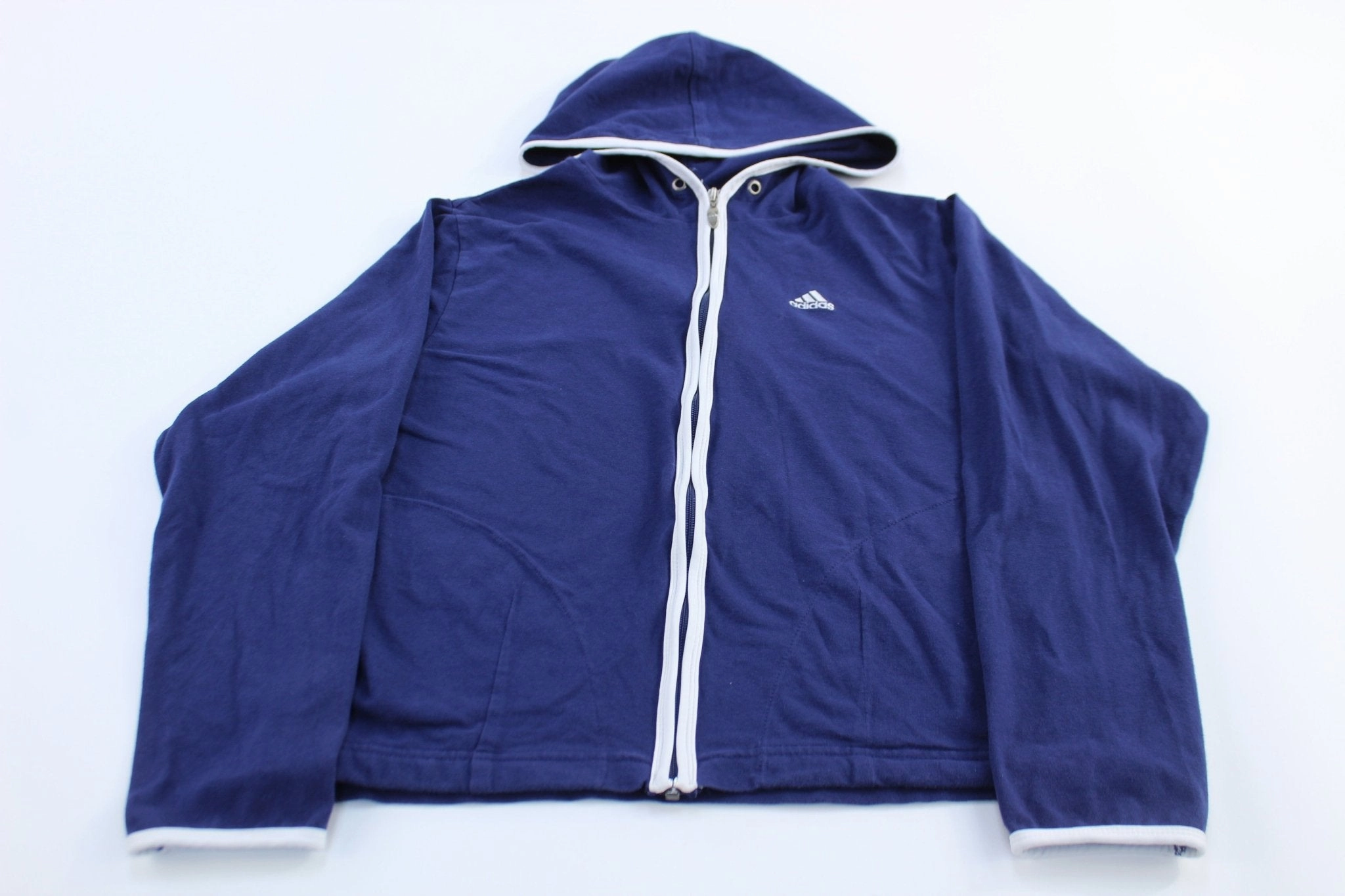 Women's 90's Adidas Embroidered Logo Blue & White Zip Up Jacket Appreciate hunters