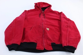 Layered Protection Distribute Carhartt Logo Patch Red Full Zip Hooded Jacket