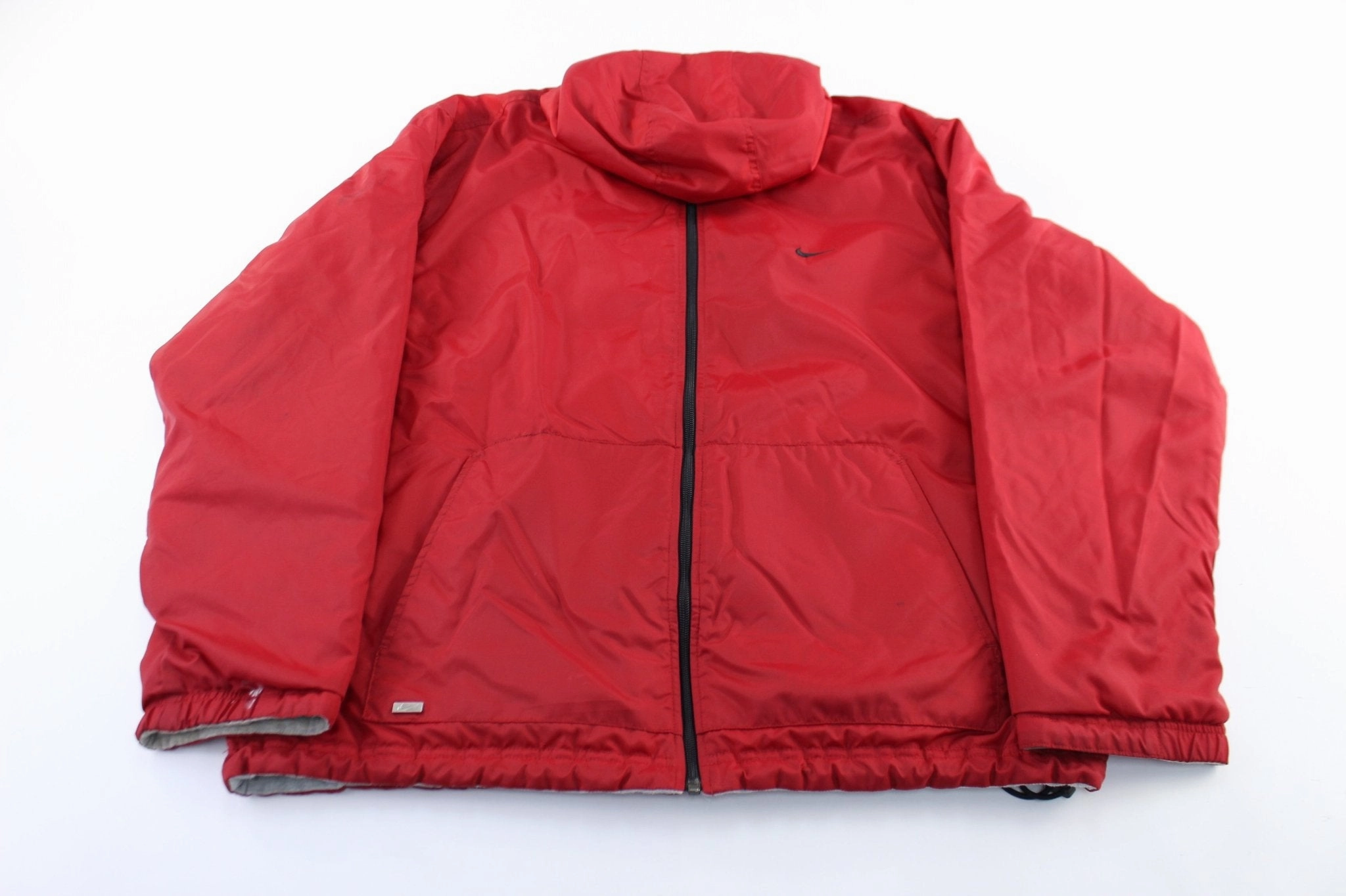 Thermal Insulation Layer Package Y2K Nike Embroidered Logo Red & Grey Reversible Zip Up Jacket