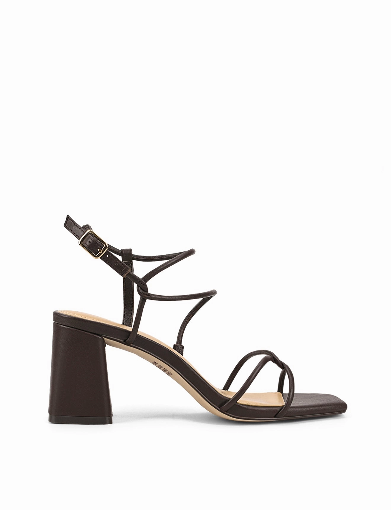 Smile Step Fast Walk Strike Strappy Block Heels - Chocolate Brown Leather