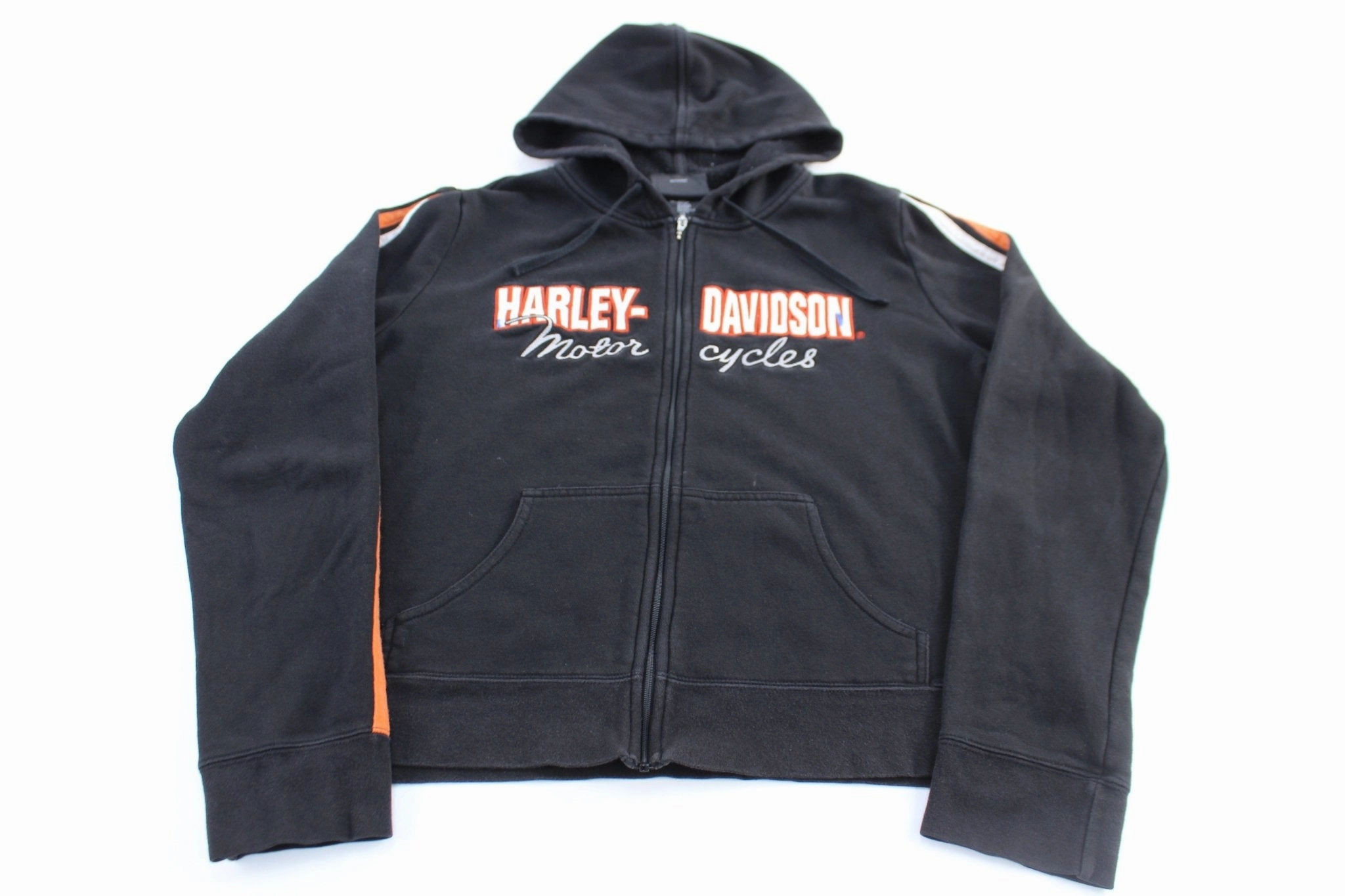 Gloves Women's Harley Davidson Motorcycles Embroidered Striped Zip Up Hoodie