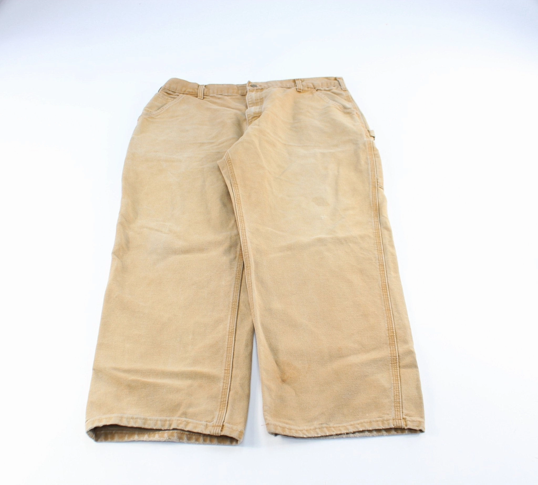 Carhartt Logo Patch Tan Workwear Pants Stretch Material