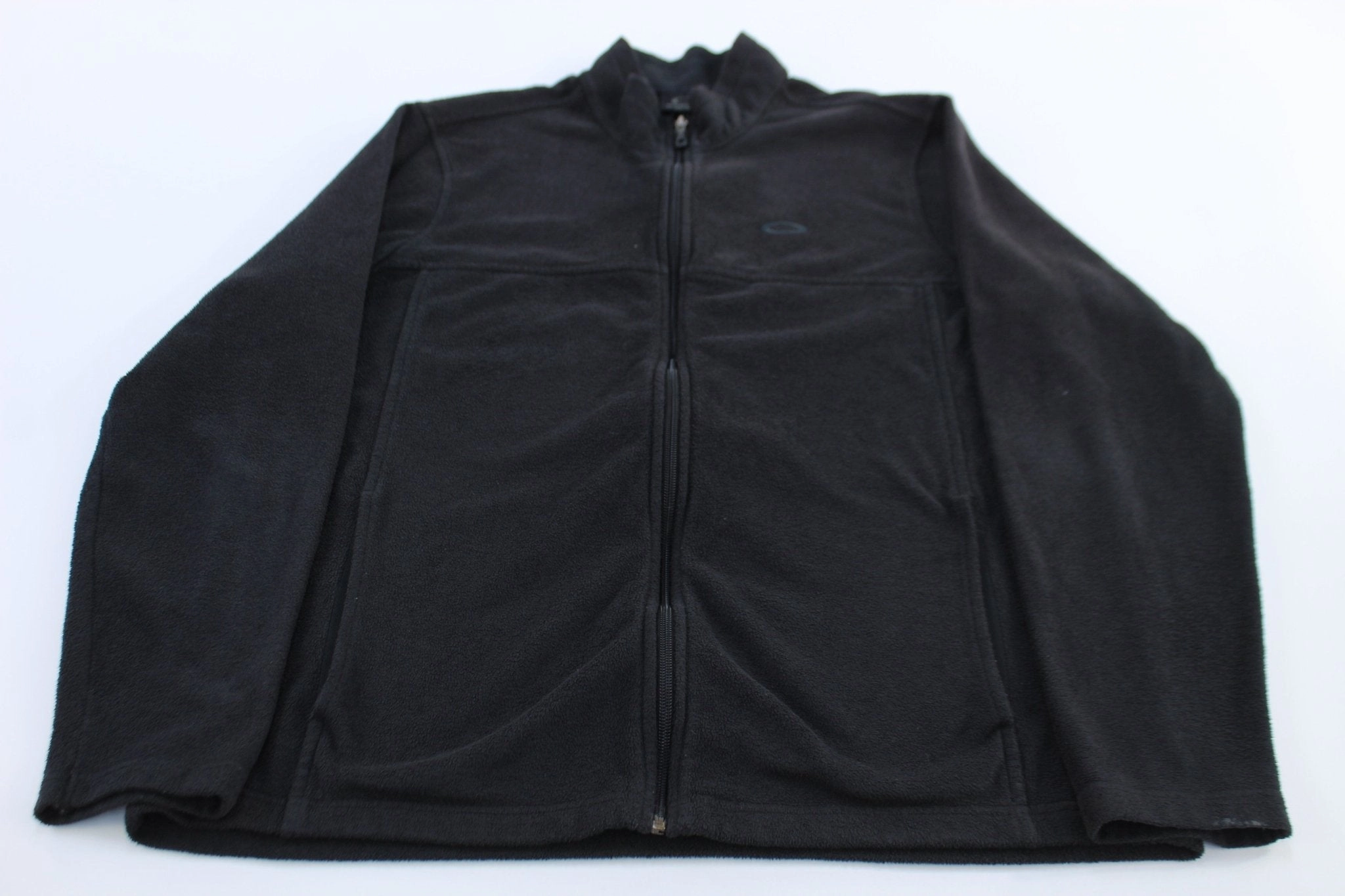 Oakley Embroidered Logo Black Fleece Zip Up Jacket Cozy Interior