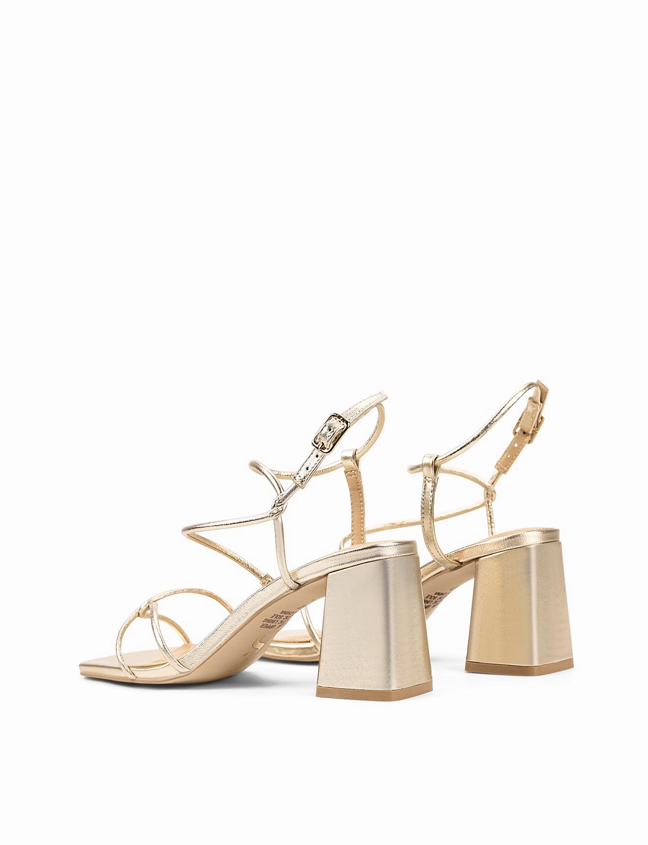 Spring Day Versatile Design Strike Strappy Block Heels - Gold Metallic Leather