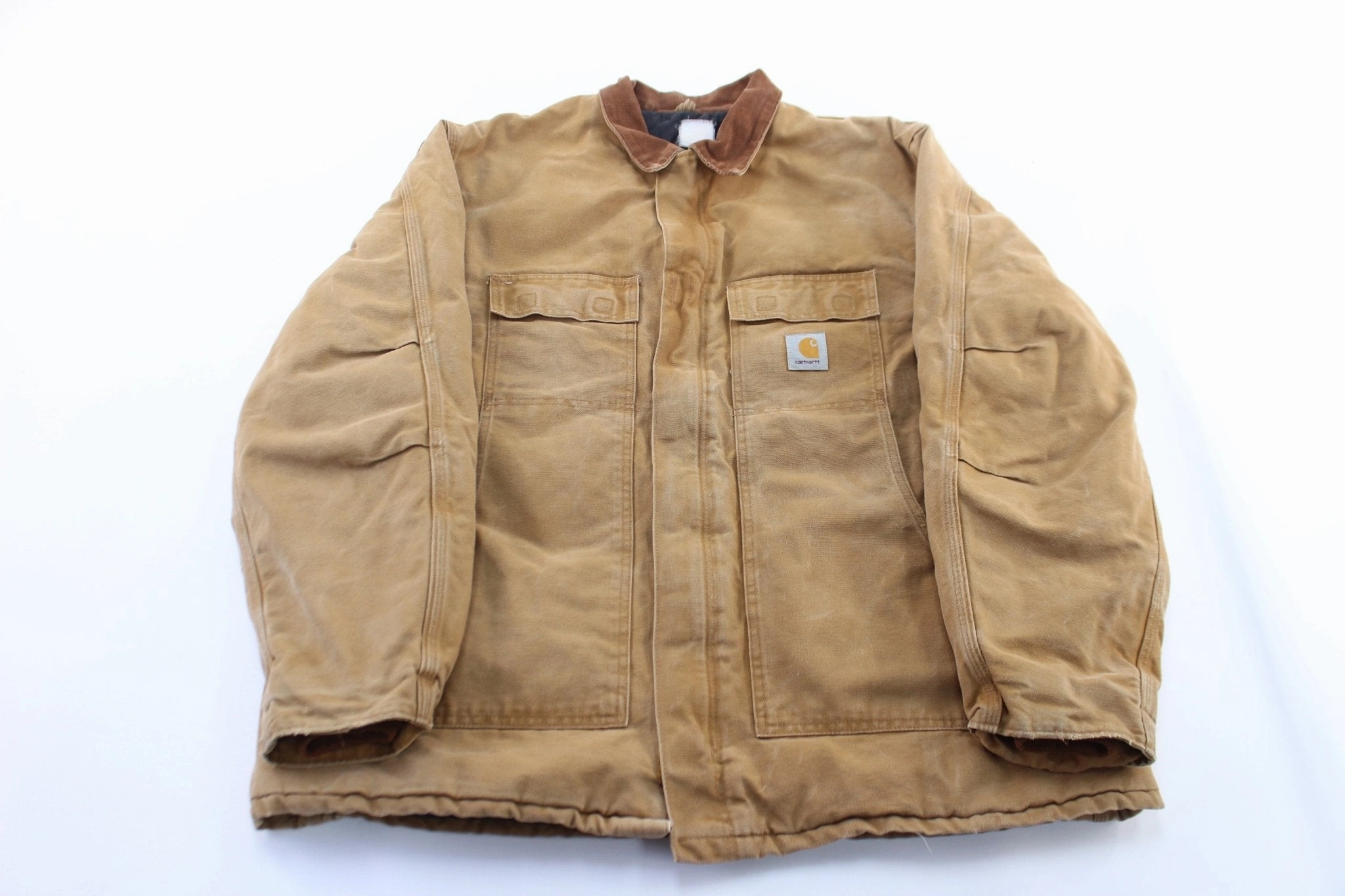 Carhartt Logo Patch Tan Traditional Zip Up Jacket Aim