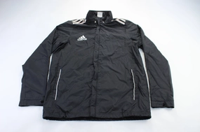 Youth Adidas Embroidered Logo Black& White Striped Jacket Distribute Warm and Practical