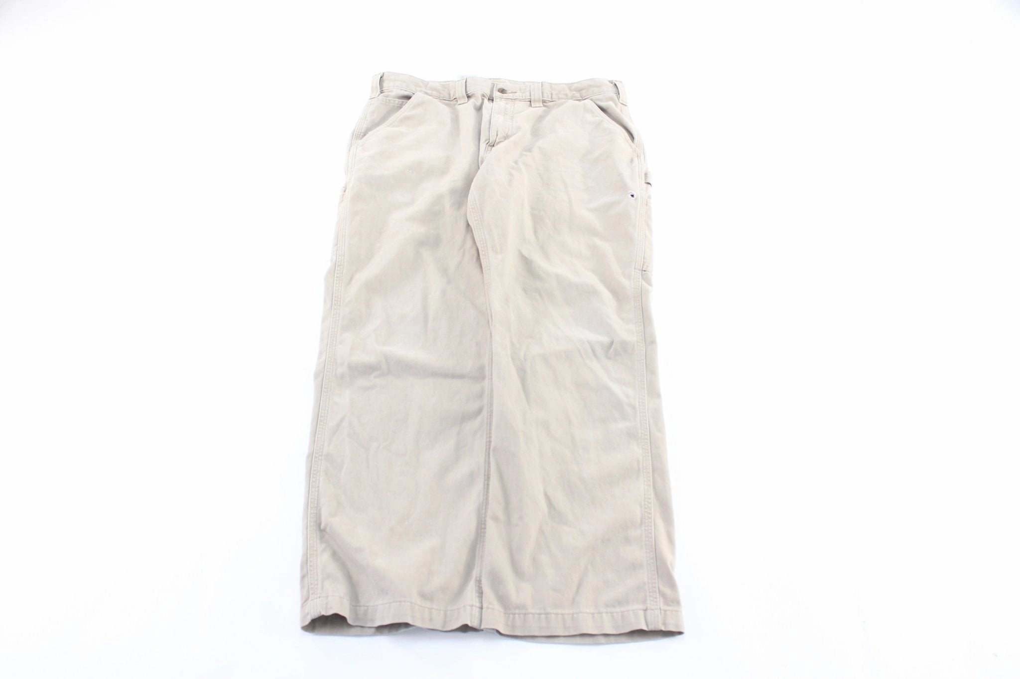 SeamlessPockets HighRiseWaist Carhartt Logo Patch Light Beige Carpenter Pants