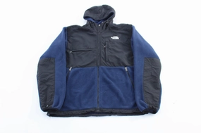 Taped Neckline Seams The North Face Blue & Black Denali Hooded Jacket
