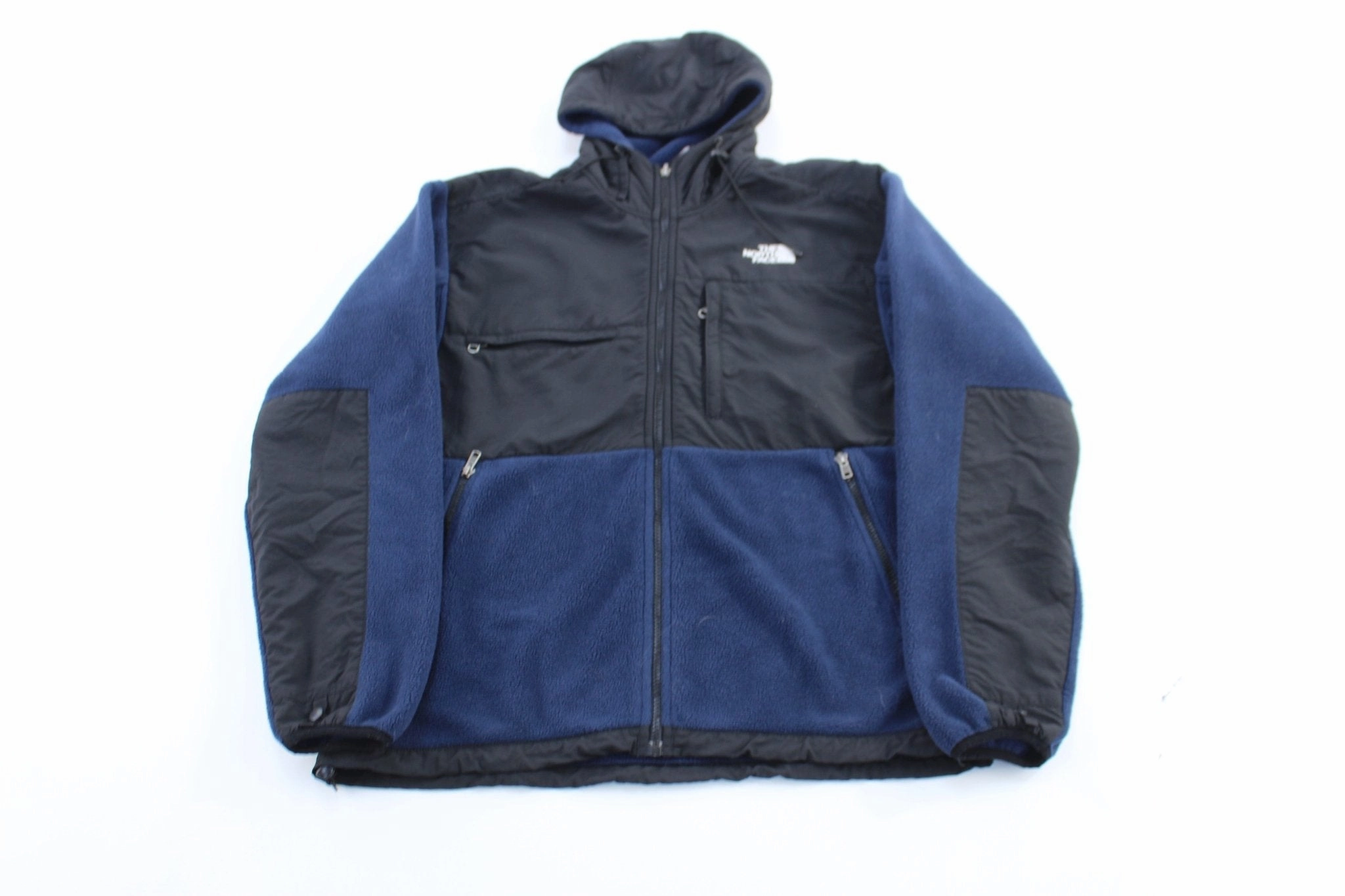 Taped Neckline Seams The North Face Blue & Black Denali Hooded Jacket
