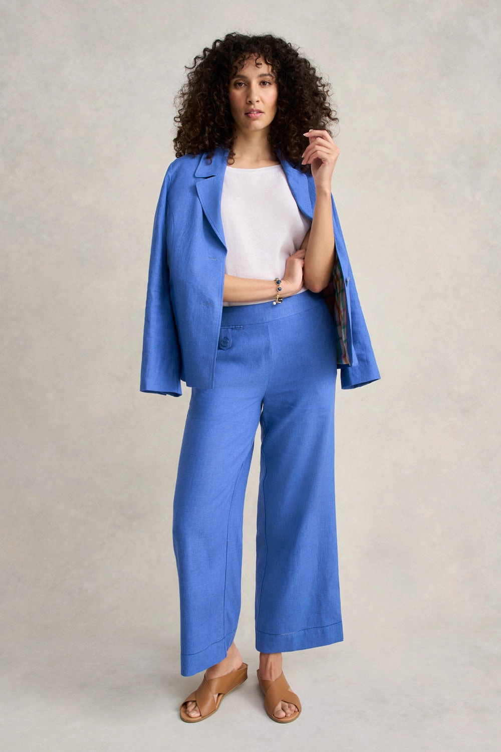 Linen Jacket - Cobalt Cross Dye Zip Pockets Active Urban Layer