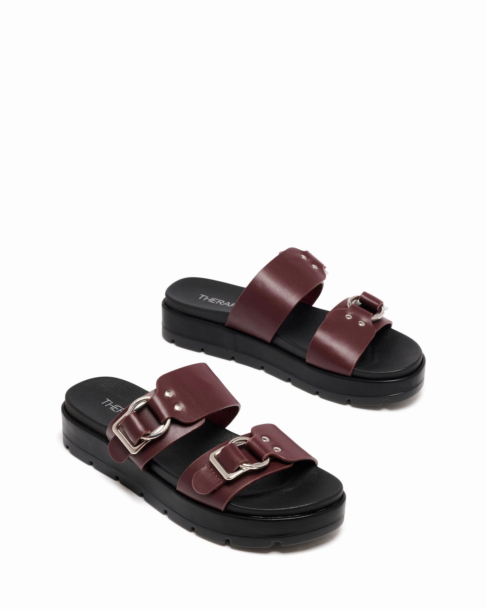Litmus Flatform Sandals Bordeaux Moisture Wicking Lining Simple Glam