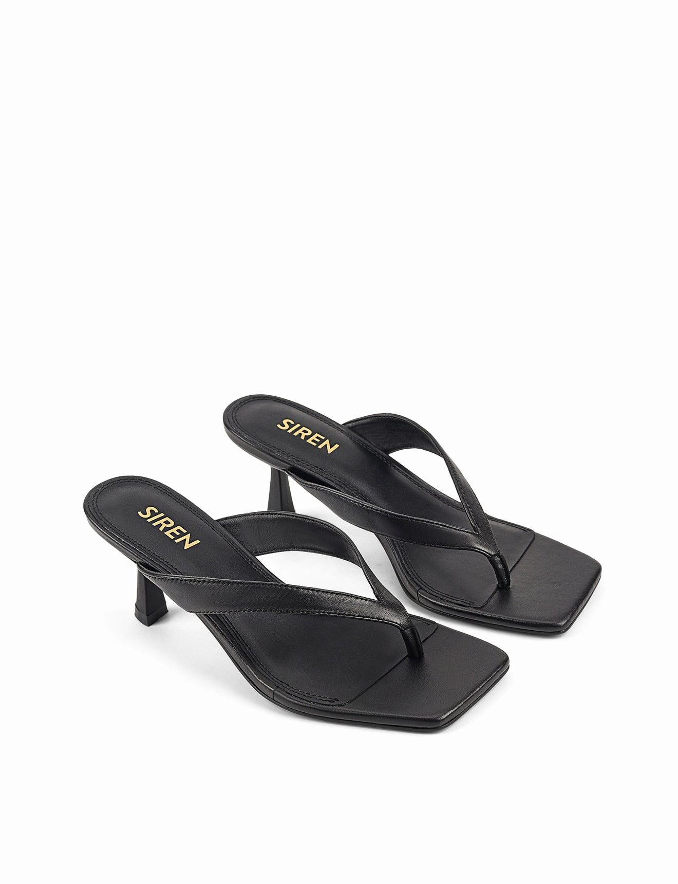 Sardinia Thong Heels - Black Leather Sidewalk Ready Sandal Accessories