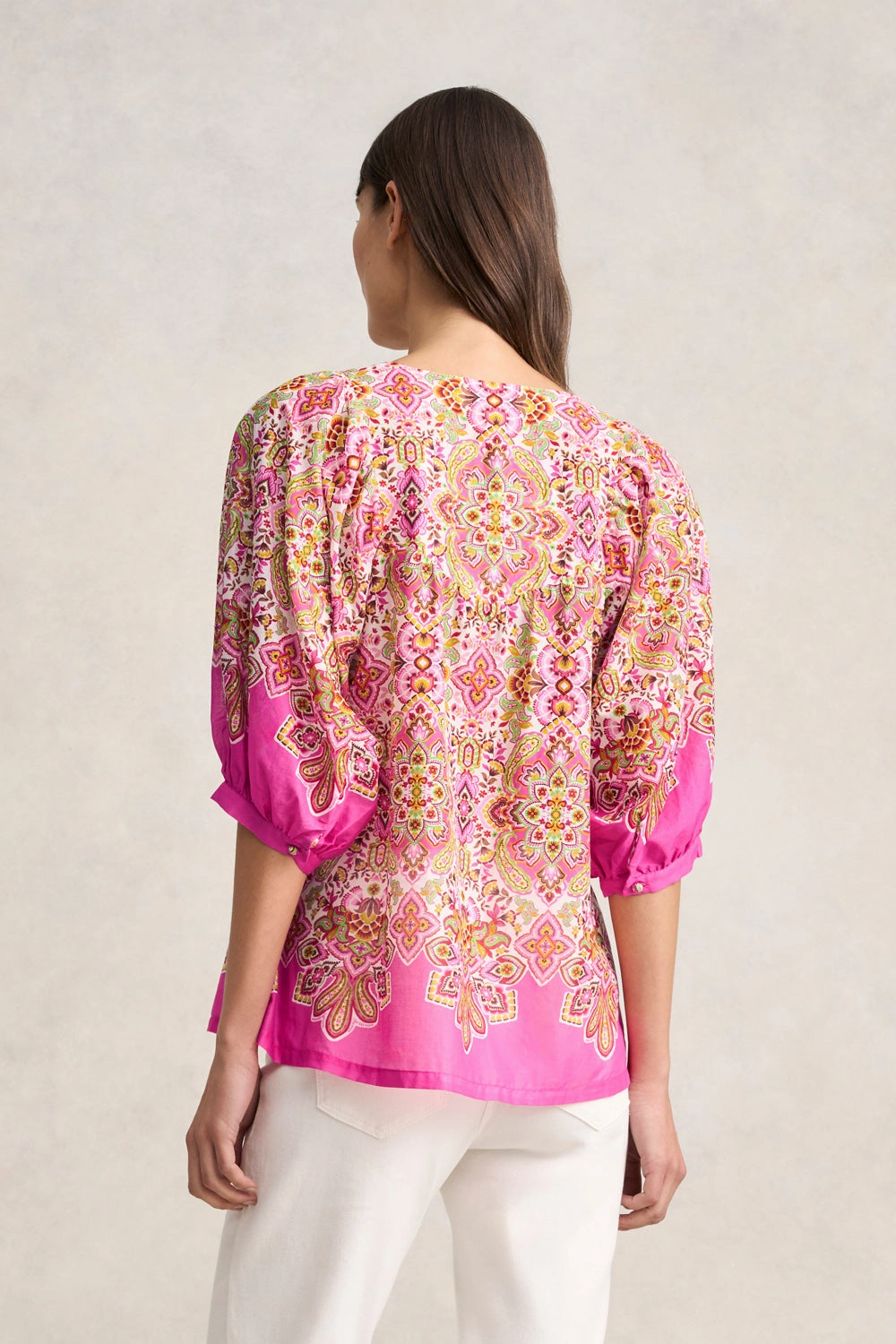 TearResistantWeave Cotton Blouse - Moroccan Tile Print