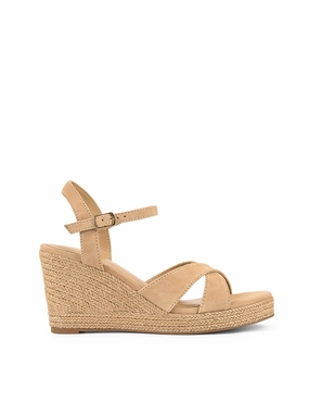 pointed heel sandals Remington Rope Wedges - Camel Suede