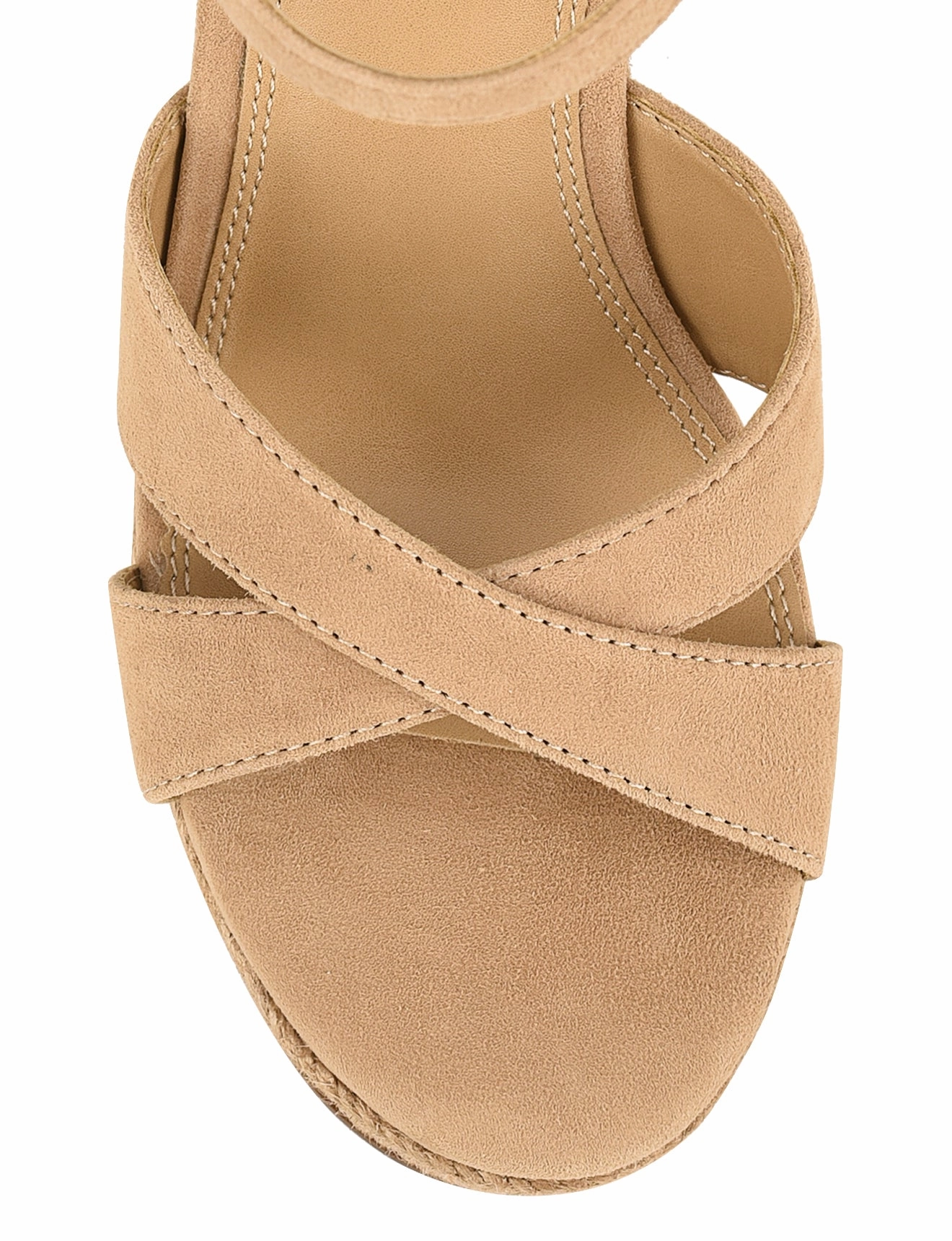 Sleek Leather Pumps Remington Rope Wedges - Camel Suede