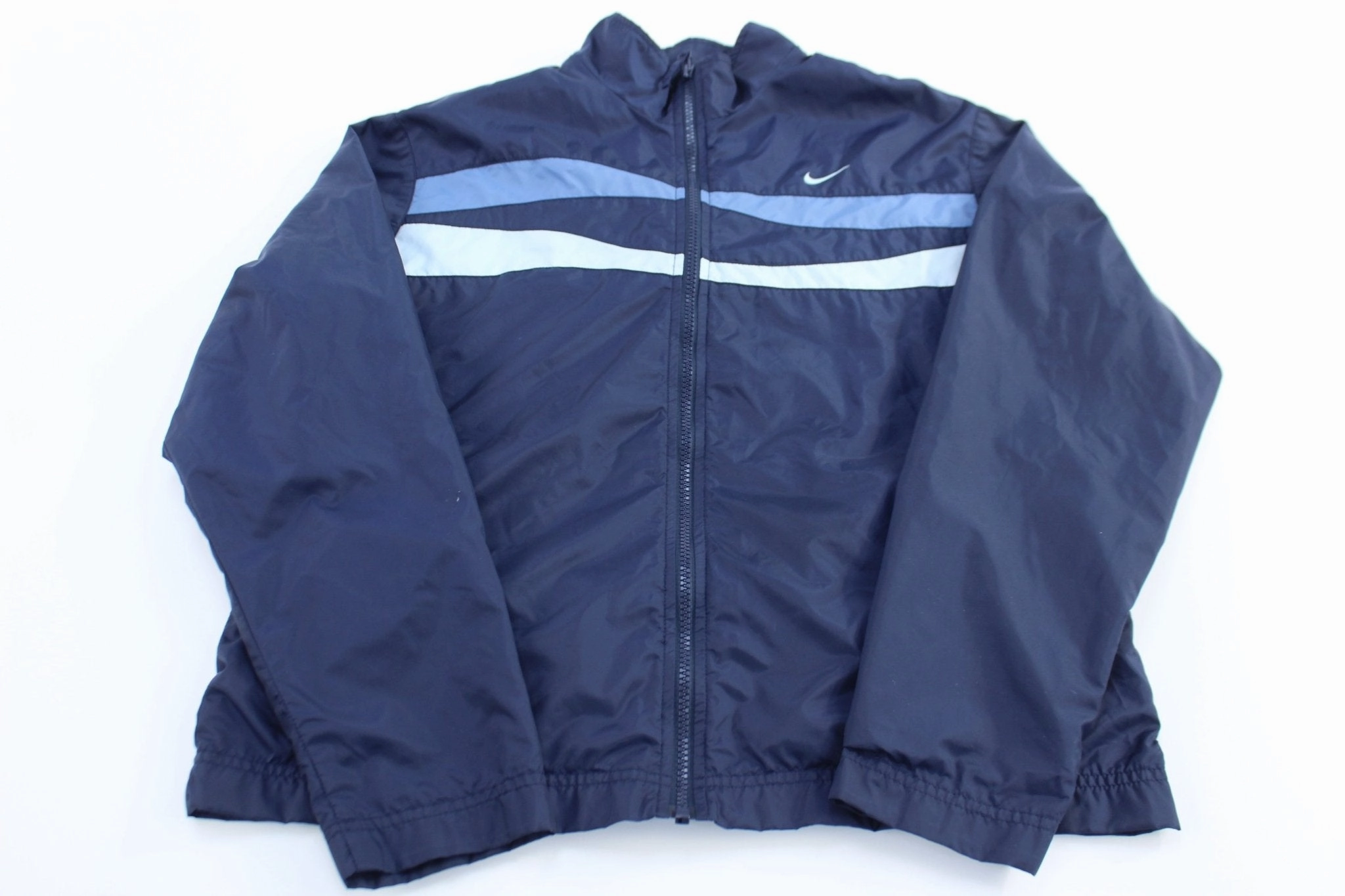 Blush Outdoor Adventure Gear Women's Y2K Nike Embroidered Logo Blue Zip Up Jacket