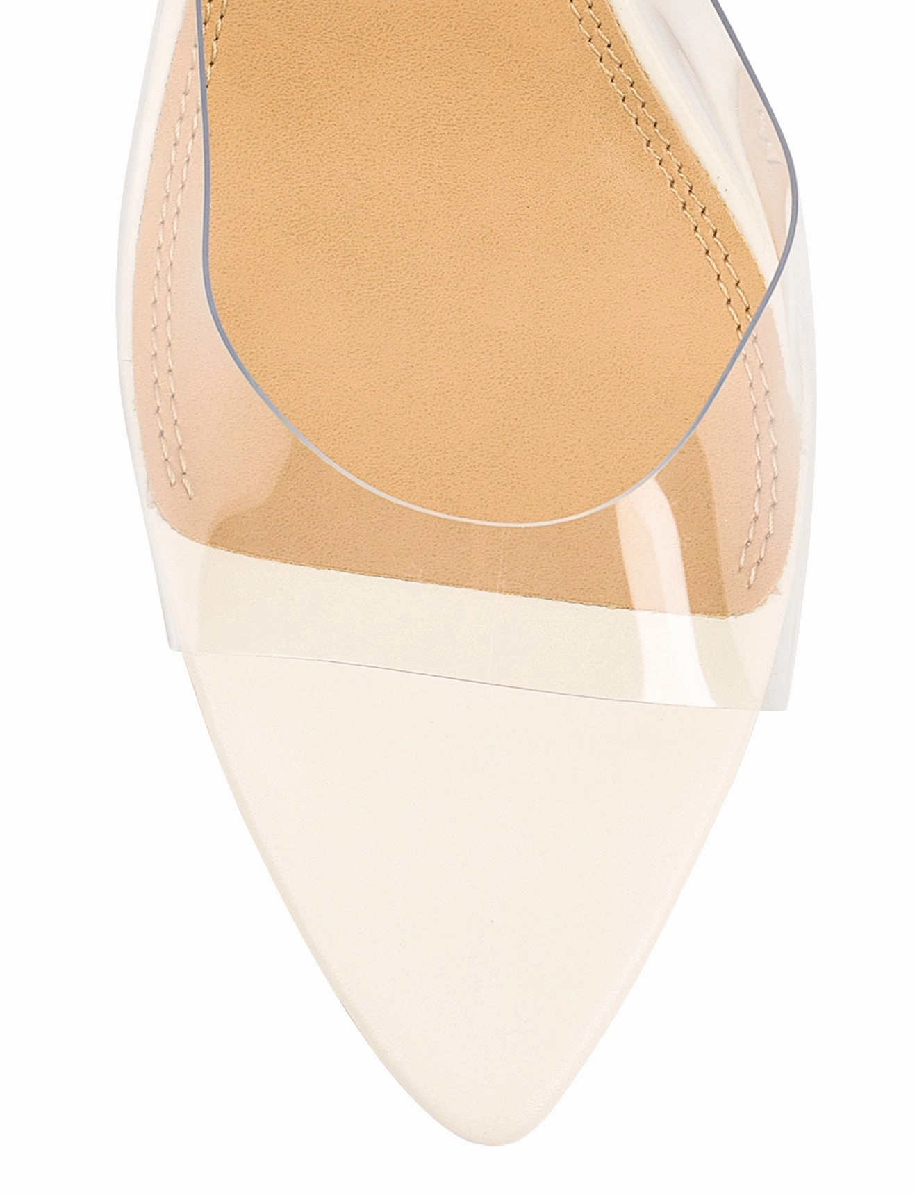 Slide In Active Lounge Style Margot Point Toe Mules - Chalk White Leather & Vinylite