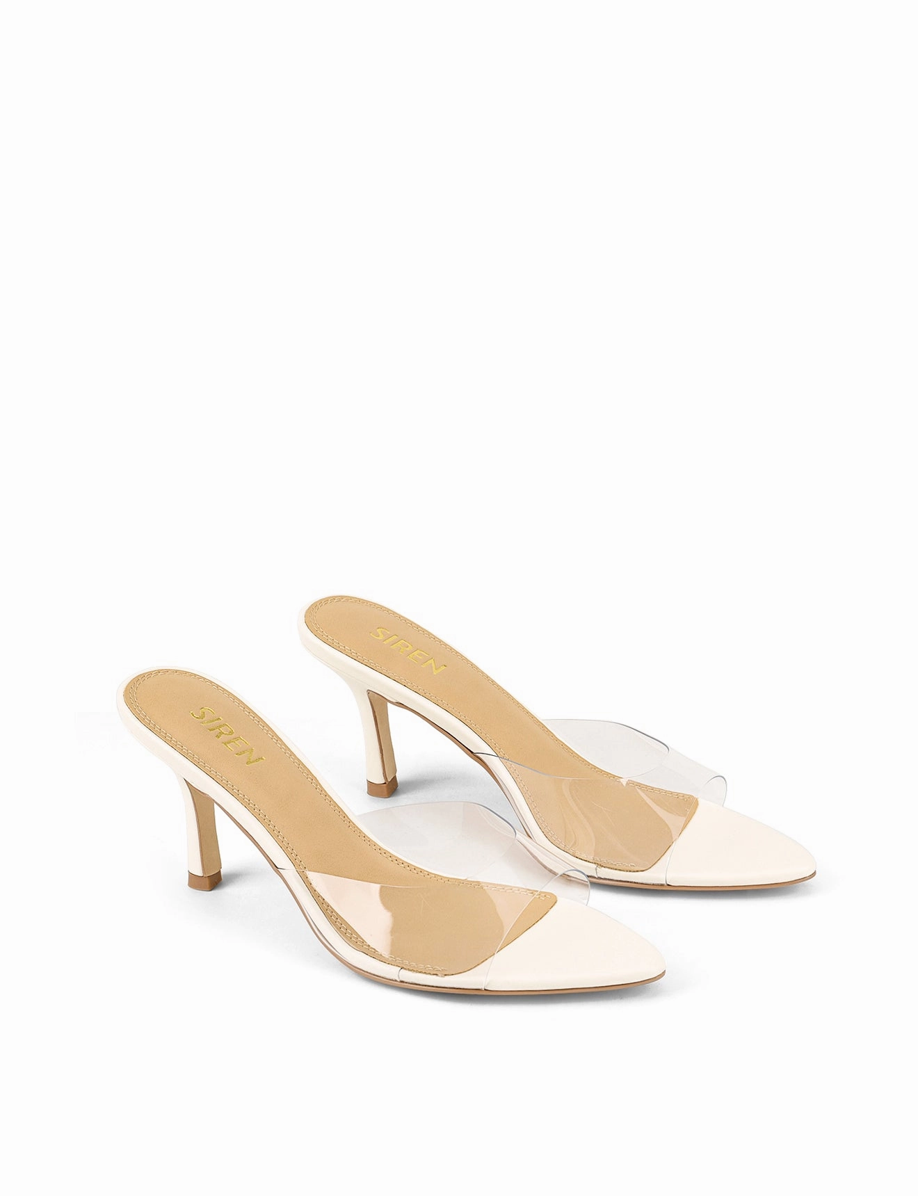 Abrasion Resistant Outsole Chill Mode Outfit Margot Point Toe Mules - Chalk White Leather & Vinylite