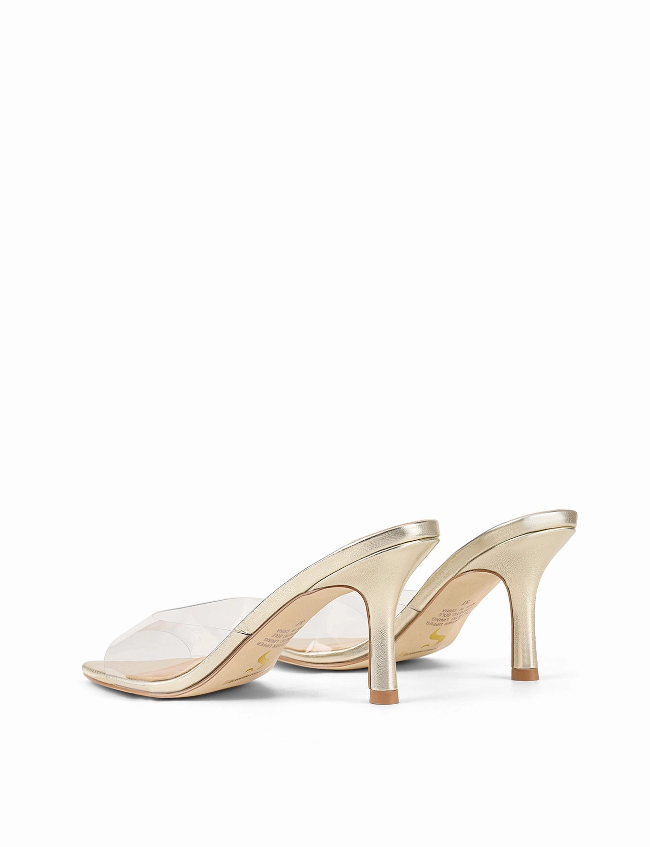 Margot Point Toe Mules - Gold Metallic Leather & Vinylite Memory Foam Padding