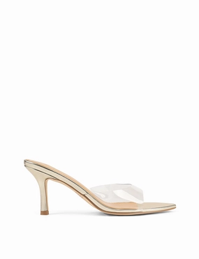 Margot Point Toe Mules - Gold Metallic Leather & Vinylite Comfy Steps