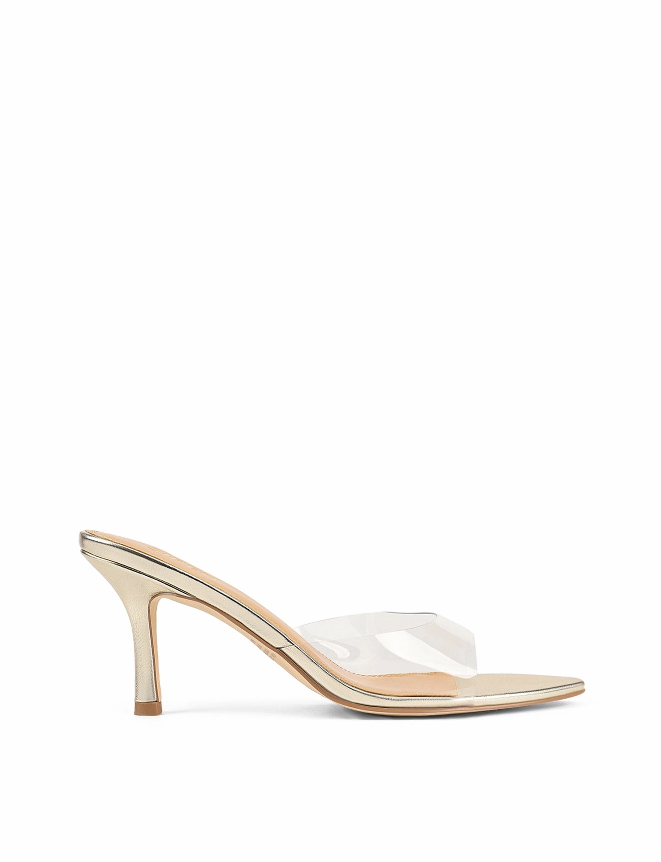 Margot Point Toe Mules - Gold Metallic Leather & Vinylite Comfy Steps