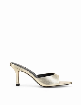 Margot Point Toe Mules - Gold Metallic Leather Soft Materials