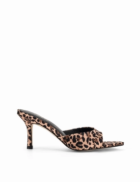 clean look Margot Point Toe Mules - Leopard Satin