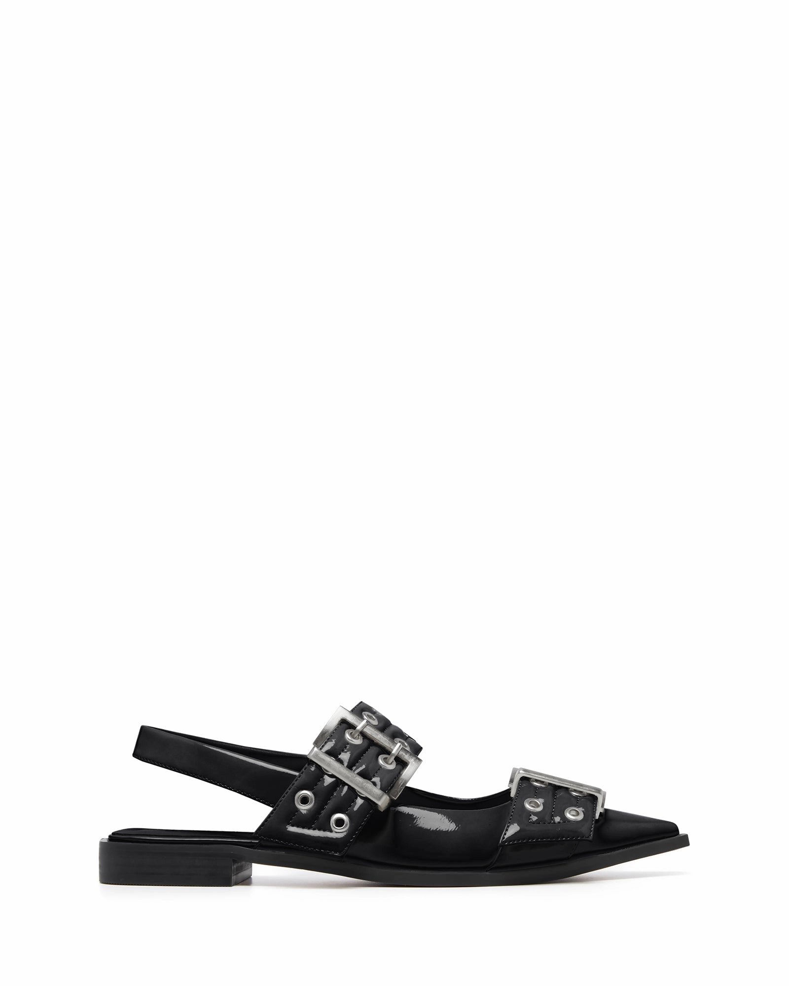 Bendable Matilda Pointed Flat Black Patent