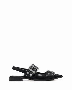 Bendable Matilda Pointed Flat Black Patent