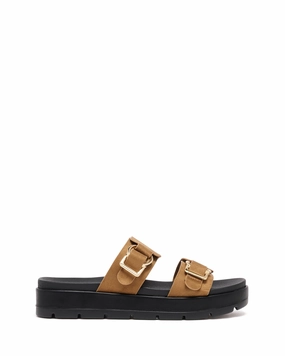 Litmus Flatform Sandals Toffee Suede Breath Panel