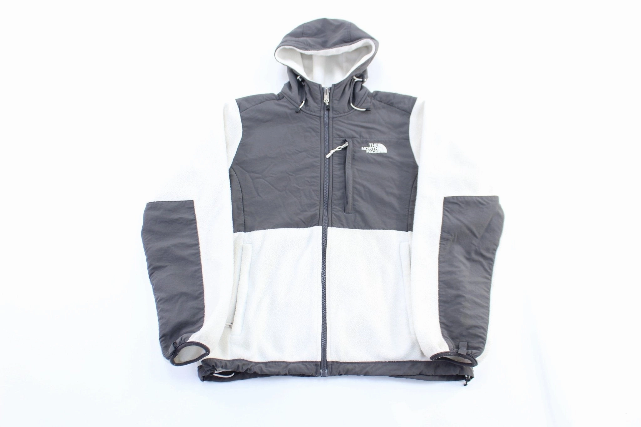 Magnetic Closures Functional Warmth Women's The North Face Grey & White Denali Hooded Jacket