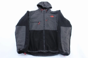 The North Face Embroidered Logo Red & Black Denali Hooded Jacket Utility Fit Christmas