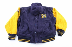 suitable for holidays Eco-Friendly Fabric Mickey Mouse Embroidered Navy Blue & Yellow Varsity Jacket
