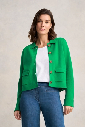 Flexible Mobility Versatile Layering Weight Milano Knit Jacket - Emerald