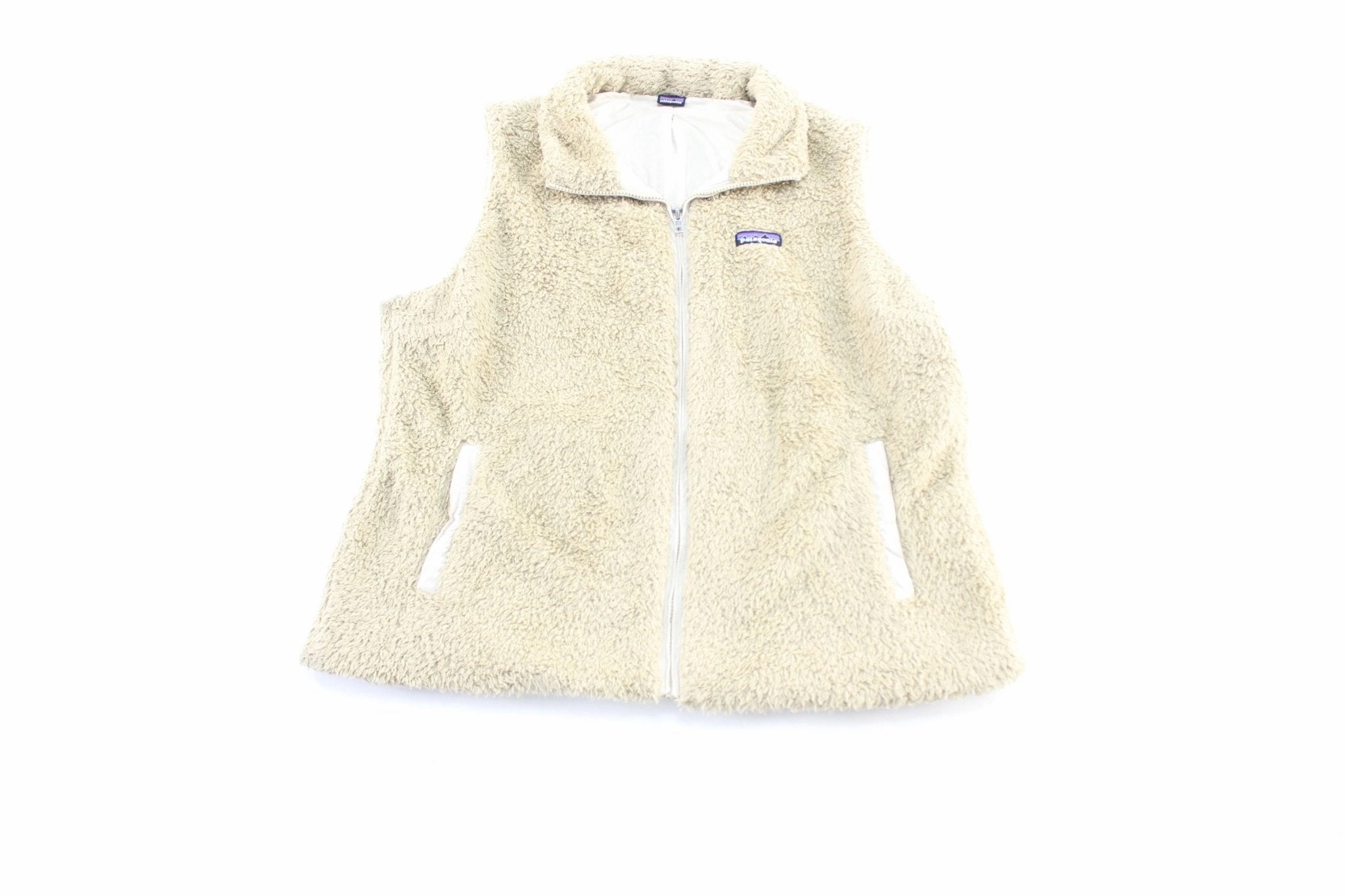 Women's Patagonia Logo Patch Los Gatos Beige Zip Up Vest Rain Protection All Day Fit