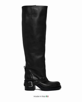 Tall Sharpe Biker Nero Polished Finish Trendy Comfort