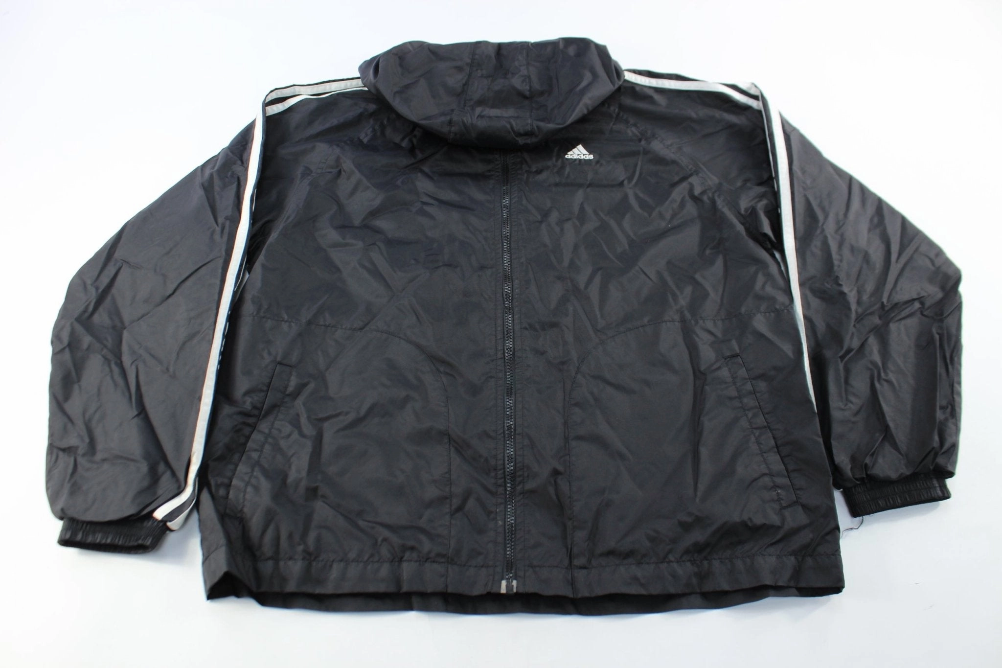 Outdoor Apparel Adidas Embroidered Logo Black & White Striped Zip Up Jacket