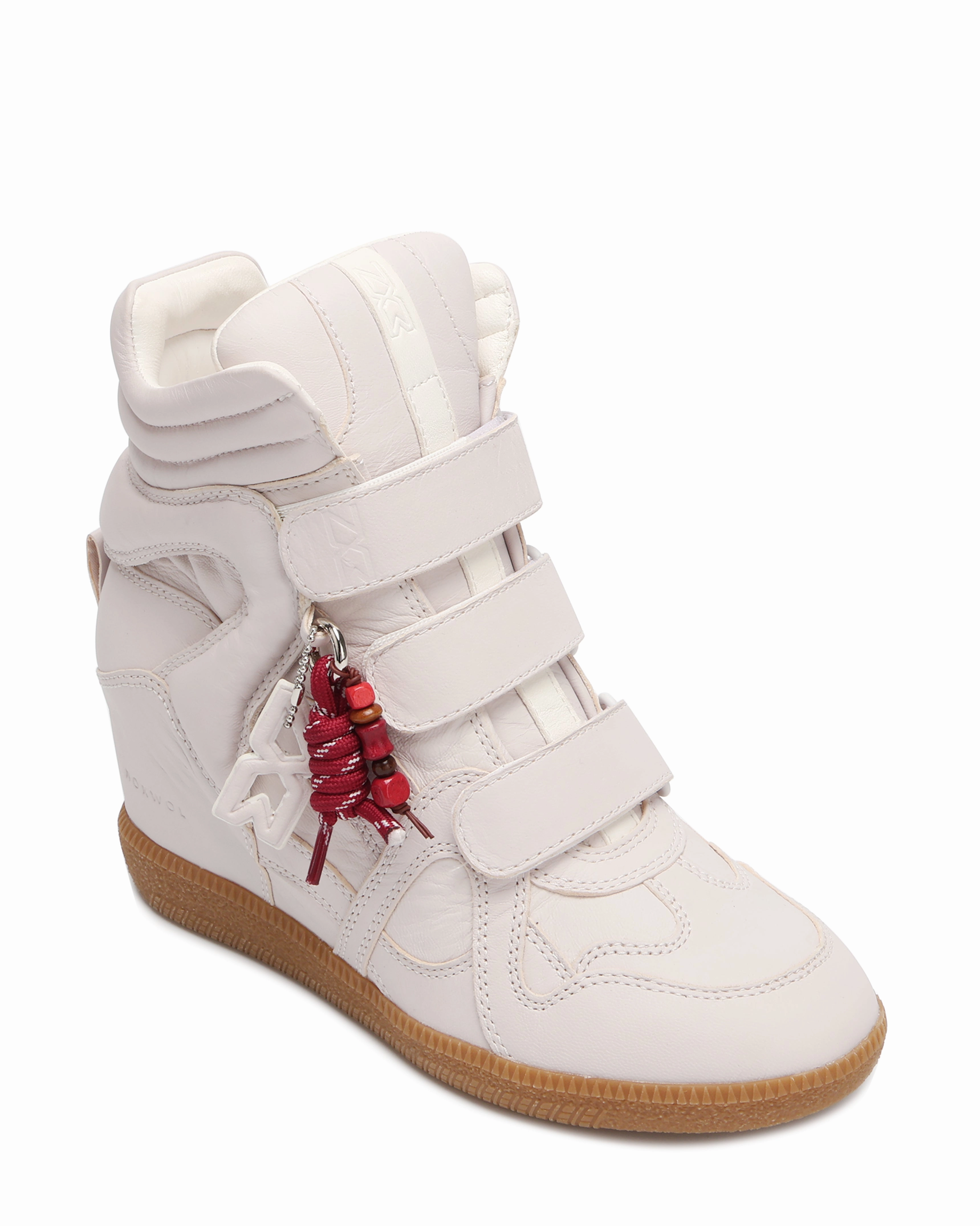 Demmi White Leather SyntheticUpper