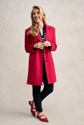 Low Profile Fastening Wool Coat - Rouge