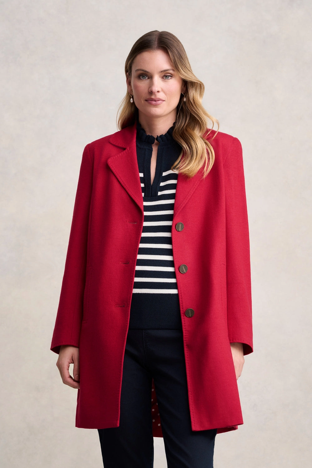 Double Layered Hood Wool Coat - Rouge
