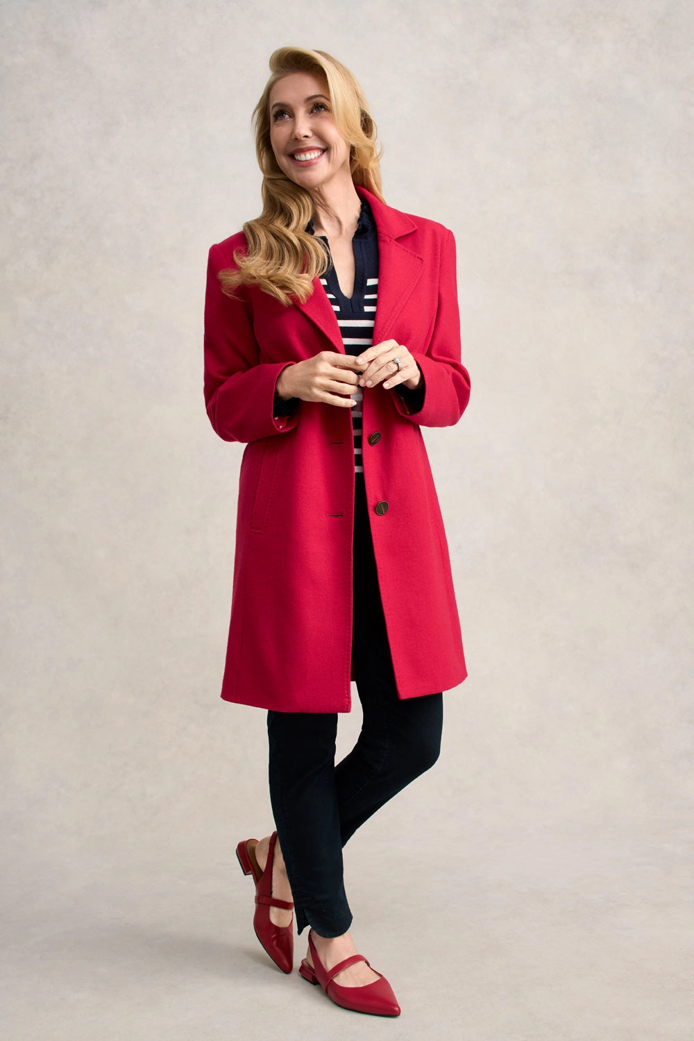 Low Profile Fastening Wool Coat - Rouge