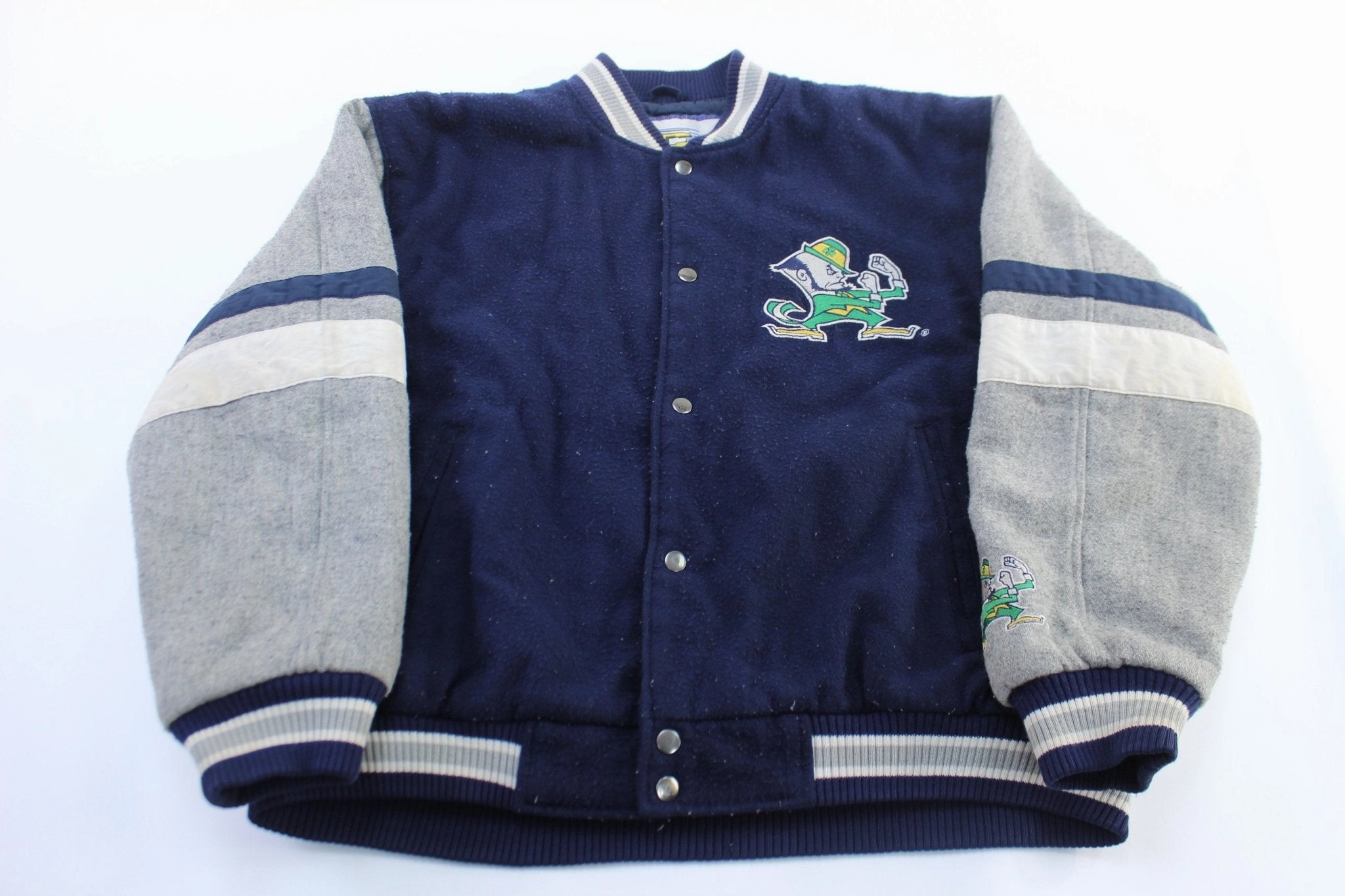 QuickDryFabric Fitness 90's University of Notre Dame Embroidered Varsity Jacket
