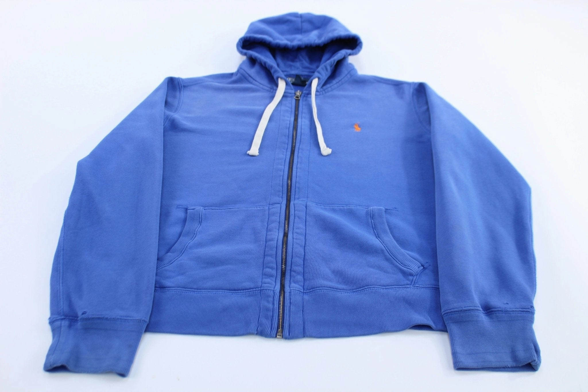 Polo by Ralph Lauren Embroidered Logo Blue Full Zip Hoodie Stylish Wear ReflectiveDetailing