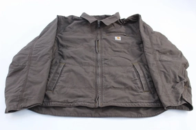 Carhartt Logo Patch Livingston Duck Fleece Lined Dark Coffee Jacket Lightweight Fit suitable for indoor activities