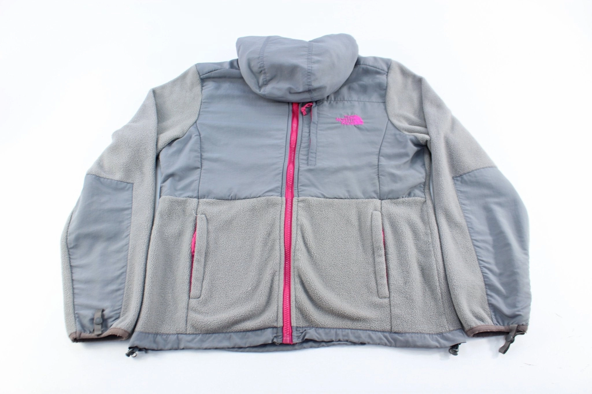 Women's The North Face Embroidered Logo Grey & Pink Zip Up Jacket Cravat Cold Weather Jacket